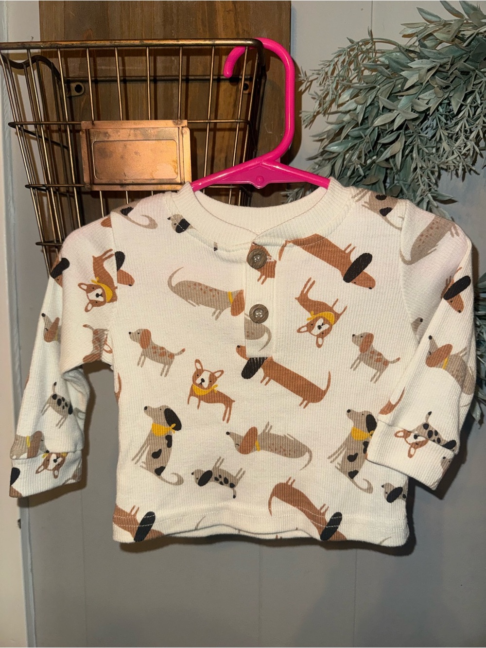Peyton & Scout Cream Dog-Print Long Sleeve Top